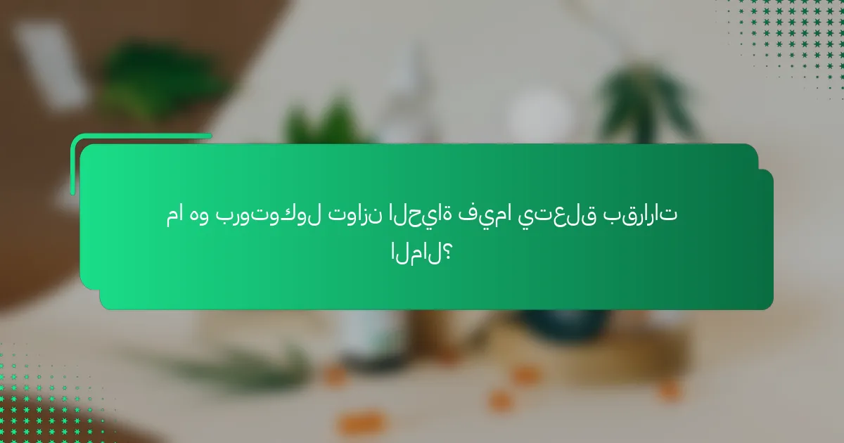 ما هو بروتوكول توازن الحياة فيما يتعلق بقرارات المال؟